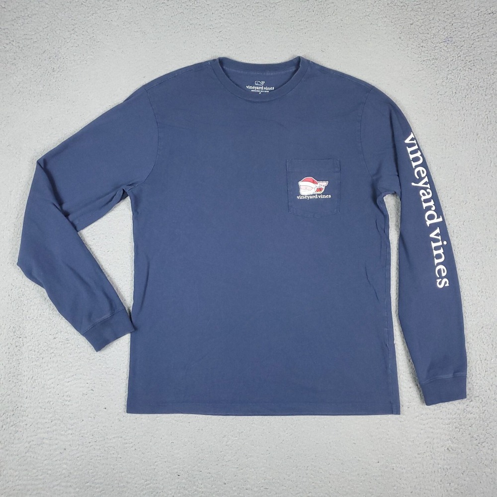 Vineyard Vines Merry Christmas 2017 Blue Long Sleeve T-Shirt Adult Size Small